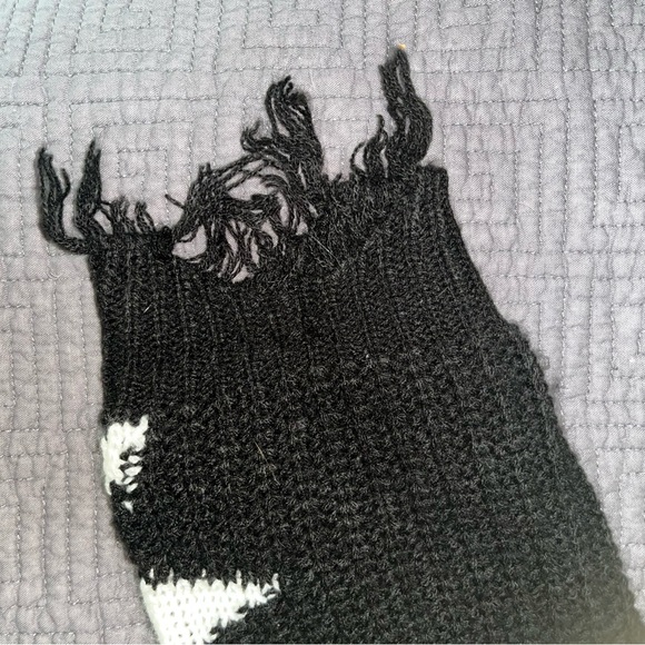 Oversized, semi crop, distressed pullover sweater. - Picture 2 of 4